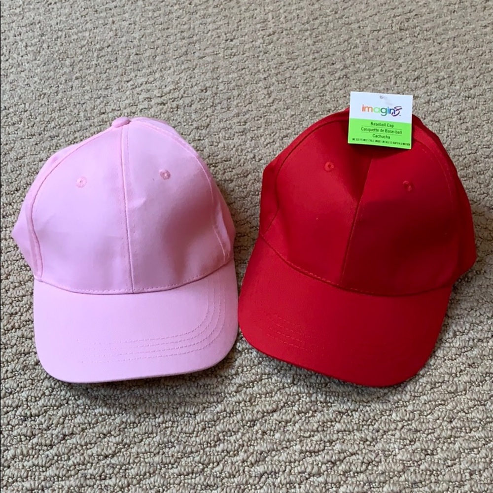 Baseball hats 1 pink & 1 red